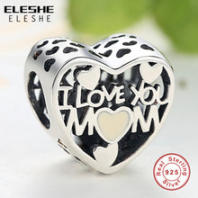 ELESHE 2017 Mothers Day Gift I LOVE YOU MOM Heart Charms Beads Fit Pandora