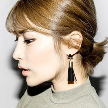 hzew Vintage Triangle Tassel Drop Earrings Faux Suede Fabric Long Dangle Ea