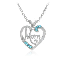Silver Color Love Mom in Heart Pendant Necklace For Women Mama Pink Blue Wh