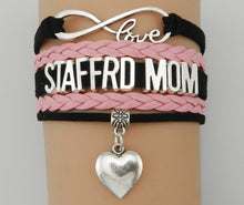 Drop Shipping Infinity Love Stafford Mom Bracelet Heart Charm Leather Wrap