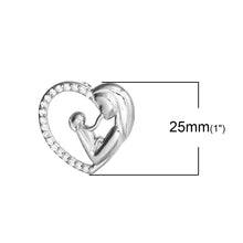 MJARTORIA 2PCs Mom Hug Baby Heart Rhinestone Pendant Necklaces Pendants For