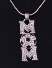 Hot Sale Vertical Black Enameled Alloy Clear Crystal Soccer Mom Pendant Nec