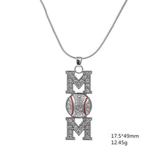 Minimal Brand Clear Crystal Baseball MOM Pendant Snake Necklace Jewelry Gif