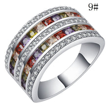 2017 New Fashion Women Lady Colorful Rhinestone Crystal 5 Layer Big Rings M