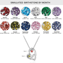 Personalized 925 Sterling Silver 2 Birthstone Necklace Pendants Engraved He
