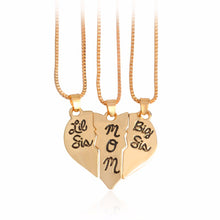 3pcs/set Heart shaped Puzzle Necklace Mother's Day Gift lil sis mom big si