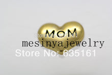 10pcs  gold  heart  mom    floating charms for glass locket,FC 223.Min amou