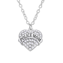 Custom Words Name Rhinestone Stone Police Mom Charm Necklaces Jewelery For