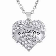 Lemegeton Wedding Jewelry Crystal Heart Pendant Necklaces BRIDE BRIDESMAID