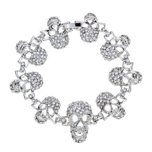 Skull skeleton chain bracelet women biker jewelry link bangle silver color