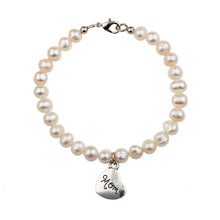 Silver plated freshwater real pearl bracelet for women pendant with letter