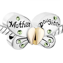 slide charm Free shipping Day Mom and daughter shallow green rhinestone but