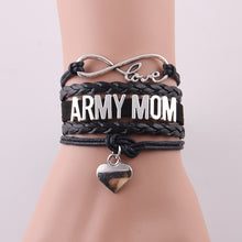 Little Minglou Infinity love army mom bracelet heart charm leather wrap bra