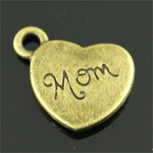 35pcs 15*18mm 2 Colors Antique Silver, Antique Bronze Double Sided Heart Mo