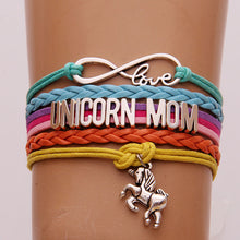 (10Pcs/Lot) Infinity Love Unicorn Mom Bracelets Heart/Unicorn Charm Braided