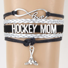 (10pcs/lot) Infinity Love HOCKEY MOM Bracelet Hockey Charm Sport Bracelet &