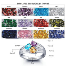 Mothers Rings Custom Ring Personalized Engrave Heart Birthstone Jewelry 925