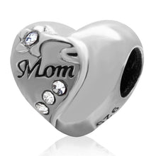 European 925 Sterling Silver Mom Heart Beads DIY Jewelry Making For Woman P