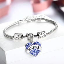 new silver plated charm Austrian crystal heart shape nurse mom best friend