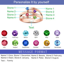 AIJAJA 925 Sterling Silver Personalized Family Names & Birthstone Mom Ring