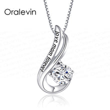 love mom forever Cubic zirconia Pendant Necklace Jewelry for Mother Mom, 18