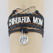 Infinity Love Chihuahua Mom Bracelets Paw Charm Handmade Rope Leather Weav