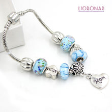 New Bead Bracelet European Style Light Blue Lampwork Murano Glass Bead Brac