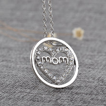 Mom Heart Full Rhinestone Silver Gold Pendant Necklace Sweater Chain For Mo