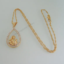 Min Order 10$/VIVID   YELLOW GOLD OVERLAY 18" NECKLACE & BLESSED VIRGIN MAR