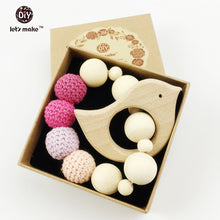 Let's Make wooden baby teether eco friendly safe teething bird rattle Monte