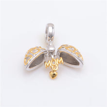 Fits Pandora Charms bracelet 925 Sterling Silver with Gold Color Mom Heart