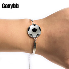 Caxybb Football bracelet Mom Jewelry Football silver bracelet Black White G
