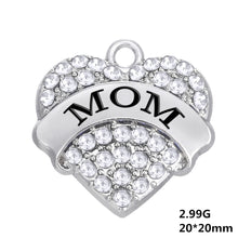 my shape 5pcs Zinc Alloy Rhodium Plated MOM Mother Gift Clear Pink Blue Cry