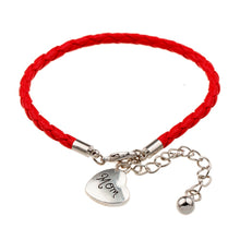 New Arrival Fashion Charm Red Braided Leather Bracelet Love Heart Mom Pulse