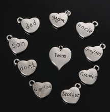 Mix 41pcs/lot Vintage Charms "DAD MOM SON" Love Heart Pendant Antique Silve