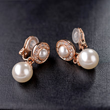 AAA Cubic Zirconia Women Clip Earrings Gold Pearl Jewelry Clip Earrings wit