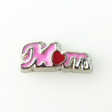 New Arrival 20pcs/lot pink Enamel Mom floating charms for living glass memo