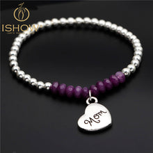 Hot fashion women bracelets i love you mom bracelet natural stone beads bra