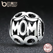 BAMOER Christmas Gift 100% 925 Sterling Silver MOM Pendant Charms for Mothe
