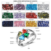 Anniversary Family Ring Engrave Name Custom 4 Birthstone Ring 925 Sterling