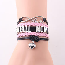 Little Minglou Infinity Love pitbull mom bracelet dog pet paw charm leather