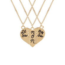 Mother Daughters Necklaces 3pcs/set "Little Sis MOM Big Sis" Love Heart Pen