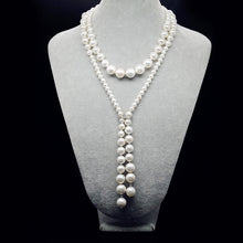 High Quality Luxury Two Rope Tassel White or Gray Black Pearl Long Necklace