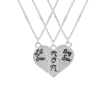 Mother & Kids Necklace Love Heart 3 Pcs Mom Big Sis Little Sis Pendant Neck