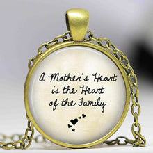 Mothers Day Necklace   A mother's heart is the heart of the family   Gift f