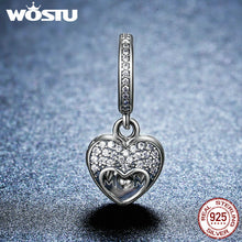 WOSTU Real 925 Sterling Silver I Love My Mom Pendant Charm Fit Original Pan