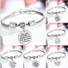 Crystal Rhinestone Love Heart Mom Mother Bangle Family Member Bracelet Engr