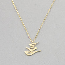 Freedom Style Cute Mom Baby Sparrow Bird Necklace For Women Gold Color Stai