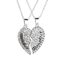Mother Daughter Necklace Crystal Heart Shaped 2 pcs/set  Heart Pendant Neck