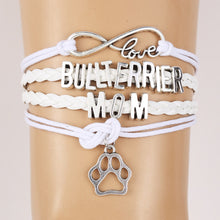 (10PCS/LOT) Infinity Love Bull Terrier Mom Bracelets  Dog Paw Charm Puppy W